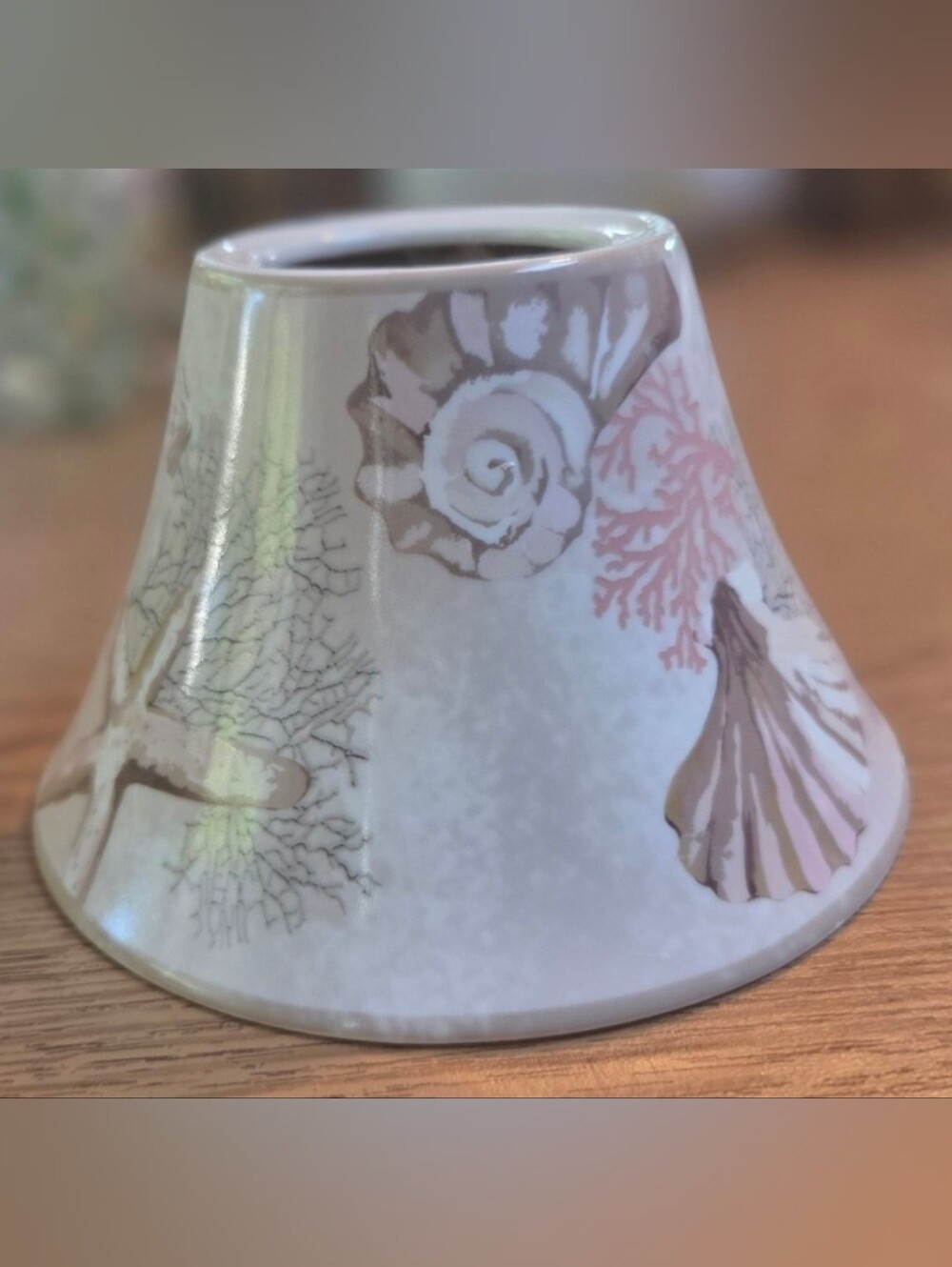 Seashell Pattern Ceramic Accent Shade in Beige and Pink